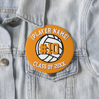 Orange Custom Volleyball Player and Class Button