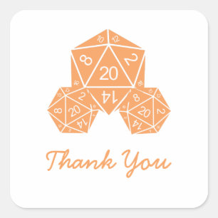 Orange D20 Dice Danke Stickers
