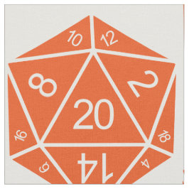Orange D20 Dice Fabric Stoff