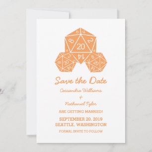 Orange D20 Dice Save the Date einladen Einladung