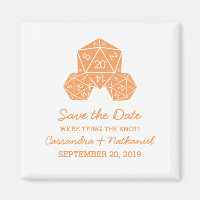 Orange D20 Dice speichert das Datumsfenster