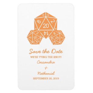 Orange D20 Dice speichert das Datumsfenster Magnet