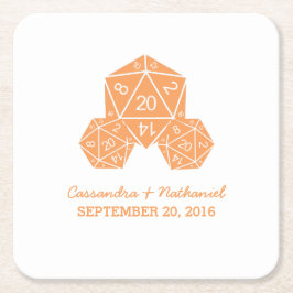 Orange D20 Dice Wedding Paper Untersetzer