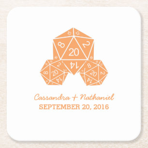 Orange D20 Dice Wedding Paper Untersetzer