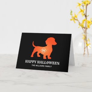Orange Dackel Happy Halloween Familienname Karte