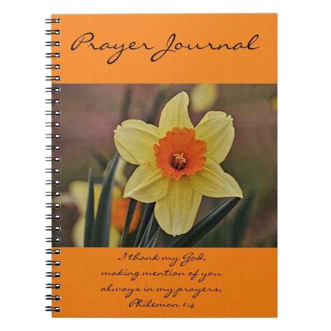 Orange Daffodil Prayer Journal Philemon 1:4 Notizblock (Vorderseite)