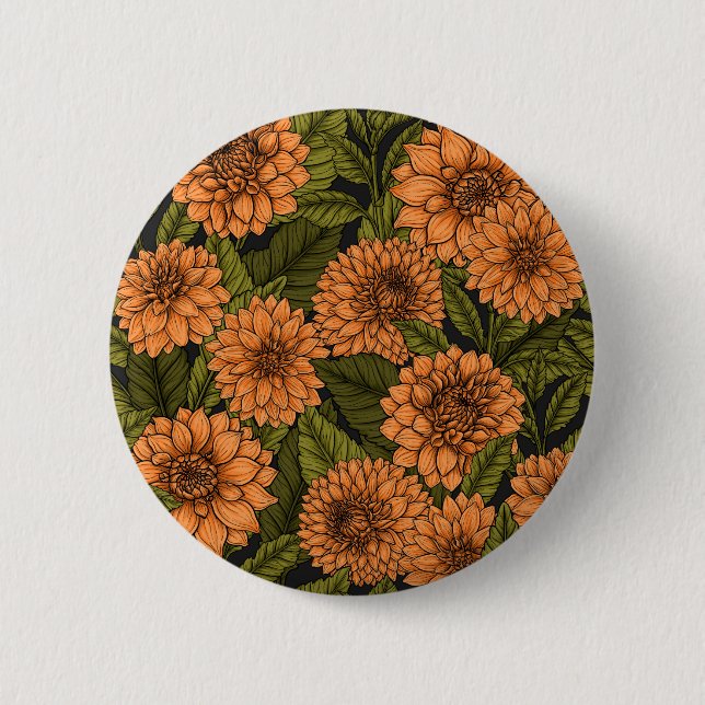 Orange Dahlia Garden Button (Vorderseite)