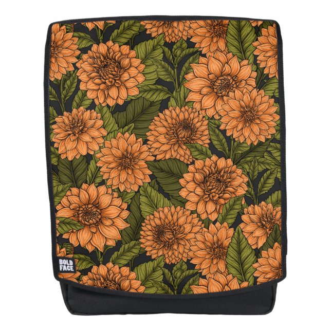 Orange Dahlia Garden Rucksack (Vorderseite)