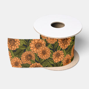 Orange Dahlia Garden Satinband