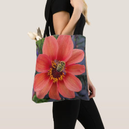 Orange Dahlia mit Fuzzy Bee Floral