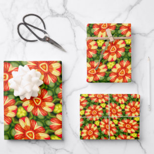 Orange Dahlia Pattern Geschenkpapier Set