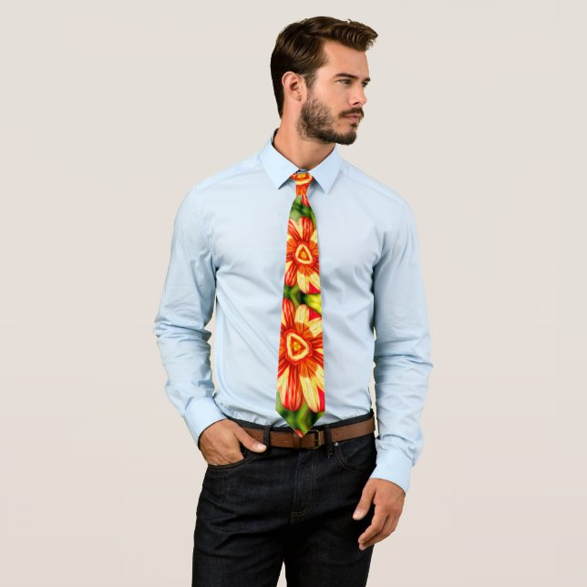 Orange Dahlia Pattern Krawatte (Beispiel)