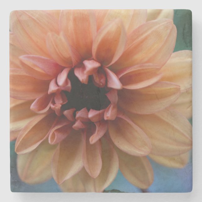 Orange Dahlie I Steinuntersetzer (Vorderseite)