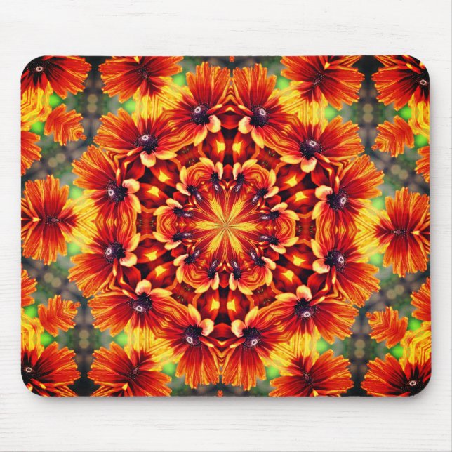 Orange Daisies Abstrakte Blume Art Mousepad (Vorne)