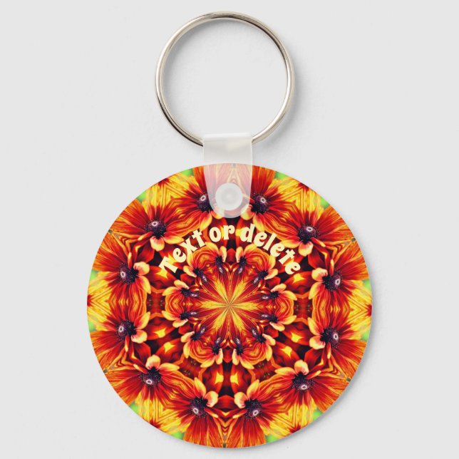 Orange Daisies Blume Kaleidoskop Personalisiert Schlüsselanhänger (Vorderseite)