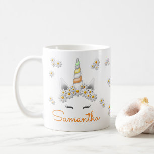 Orange Daisies Unicorn Princess Crown Kaffeetasse