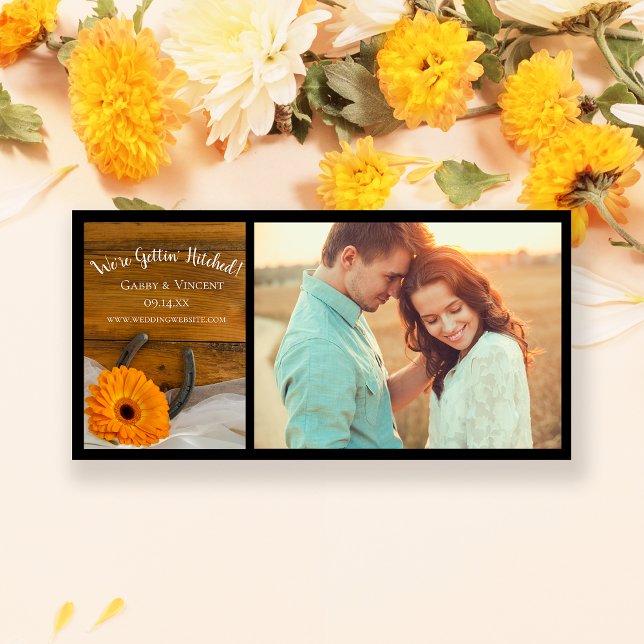 Orange Daisy and Horseshoe Country Barn Wedding Save The Date (Von Creator hochgeladen)