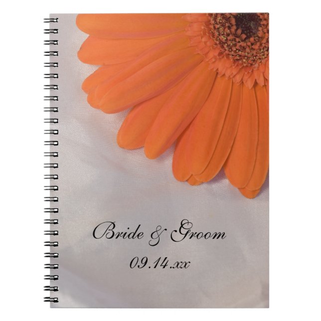 Orange Daisy and White Satin Wedding Notizblock (Vorderseite)