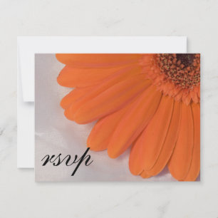 Orange Daisy and White Satin Wedding RSVP Card Karte