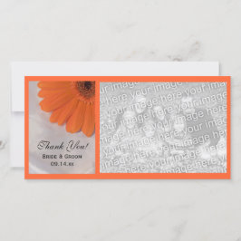 Orange Daisy and White Satin Wedding Vielen Dank Dankeskarte