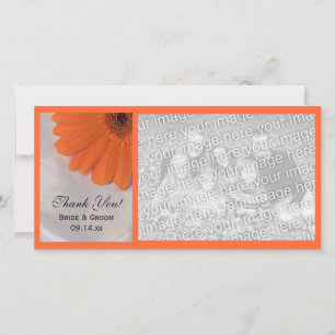 Orange Daisy and White Satin Wedding Vielen Dank Dankeskarte
