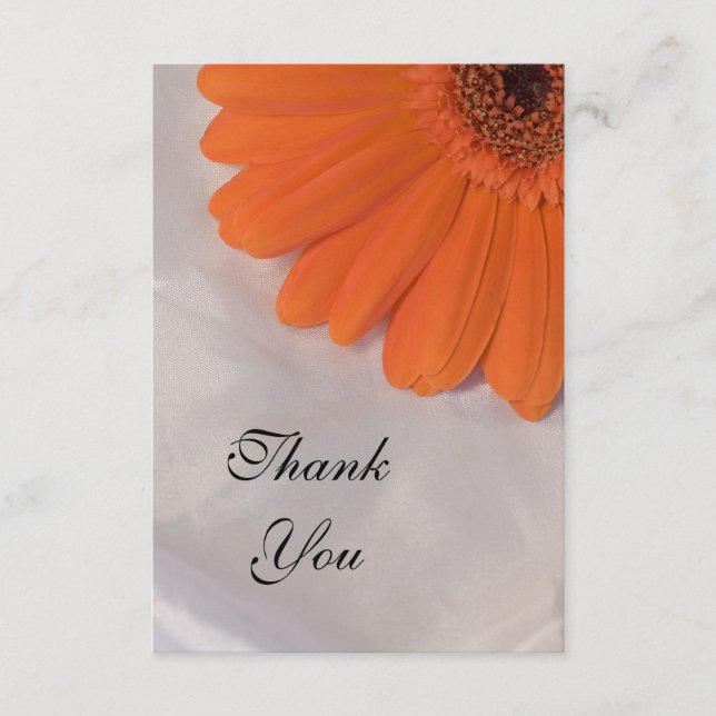 Orange Daisy auf White Satin Flat Danke, Anmerkung Mitteilungskarte (Vorderseite)