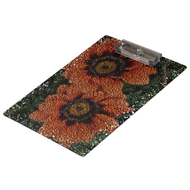 Orange Daisy Balls Clipboard Klemmbrett (Schrägansicht)