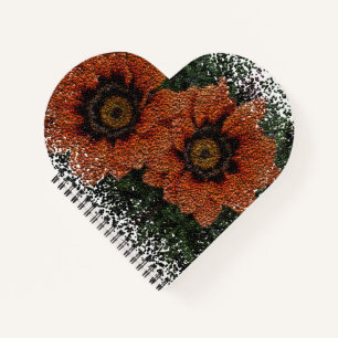 Orange Daisy Balls Heart Shaped Spiral Notebook Notizbuch