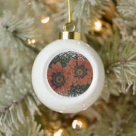 Orange Daisy Balls Snowflake Gerahmte Dekoration Keramik Kugel-Ornament
