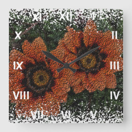 Orange Daisy Balls Square Uhr