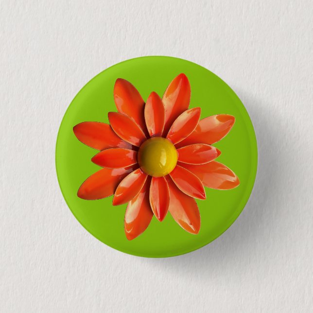 Orange Daisy Blume - Blumensommer Dekoration Button (Vorderseite)
