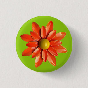 Orange Daisy Blume - Blumensommer Dekoration Button