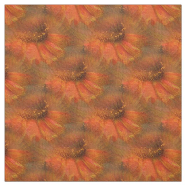 Orange Daisy Blume Natur Kunstmuster Stoff (Muster)