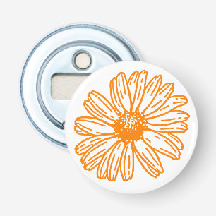 Orange Daisy Blume Print, Vintages Blumenmuster Flaschenöffner