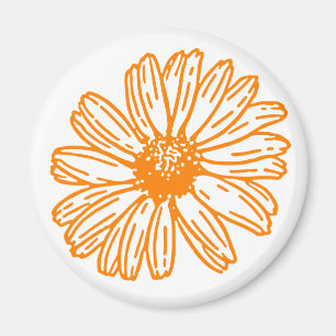 Orange Daisy Blume Print, Vintages Blumenmuster Magnet