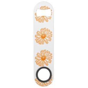 Orange Daisy Blume Print, Vintages Blumenmuster Speed Flaschenöffner