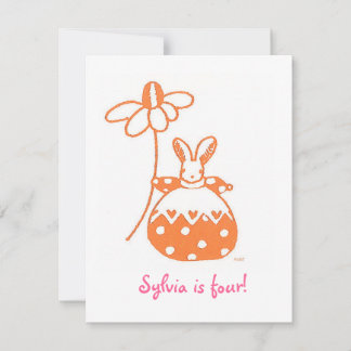 Orange Daisy Bunny Einladung zum Geburtstag