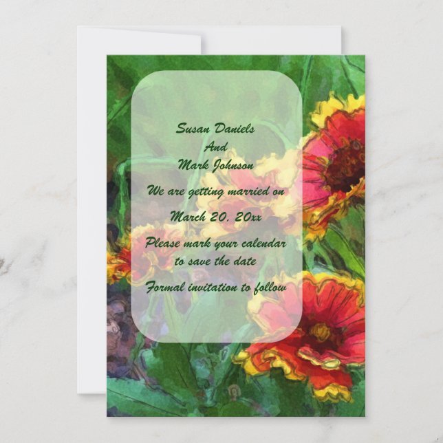 Orange Daisy Floral Art Wedding Save The Date (Vorderseite)