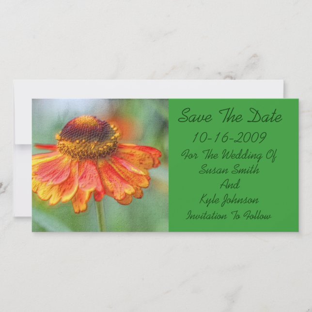 Orange Daisy floral Wedding speichern das Datum Save The Date (Vorderseite)