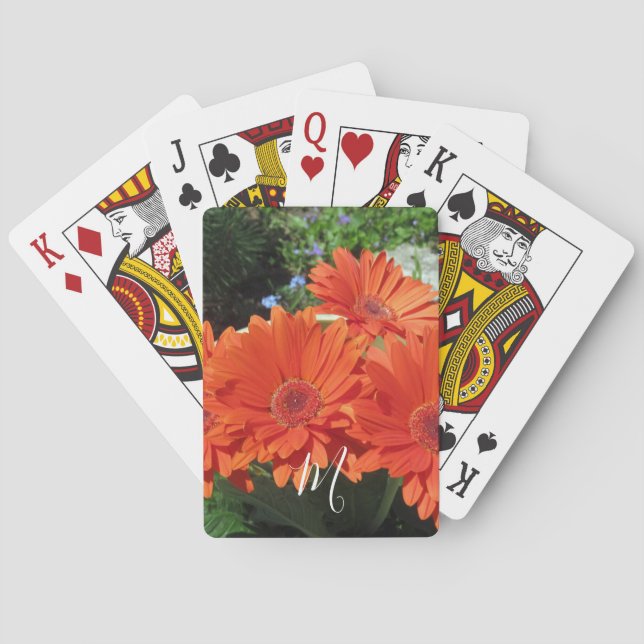 Orange Daisy Foto Monogram Classic Playing Cards Spielkarten (Rückseite)