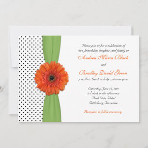 Orange Daisy Green Polka Dot Wedding Einladung