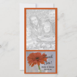 Orange Daisy in Vase Wedding Danke Foto Card