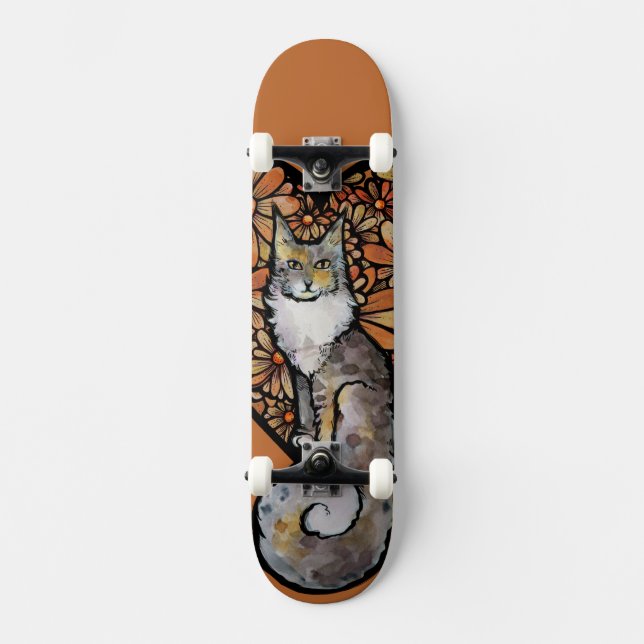 Orange Daisy Maine Coon Cat Caturday Herzstück Skateboard (Vorderseite)