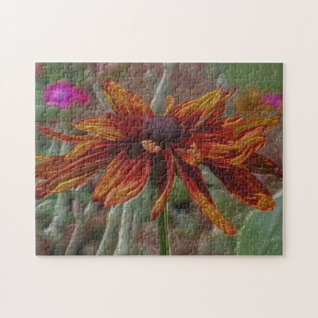 Orange Daisy Pencil Blume Art Puzzle (Horizontal)