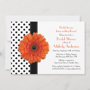 Orange Daisy Polka Dot Bridal Dusche Einladung