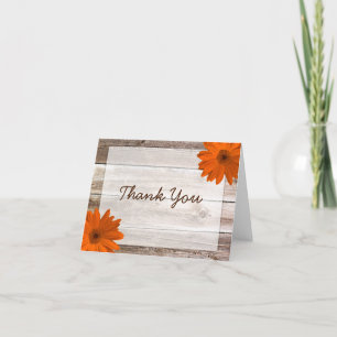 Orange Daisy Rustic Barn Wood Vielen Dank Dankeskarte