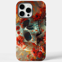 Orange Daisy Skull