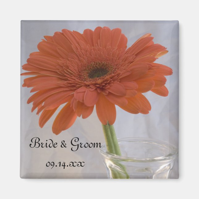 Orange Daisy Wedding Magnet (Vorne)