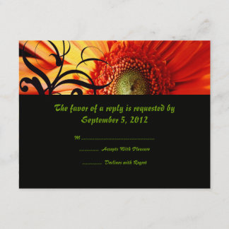 Orange Daisy Wedding RSVP Karte