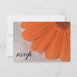 Orange Daisy White Satin Wedding RSVP Response